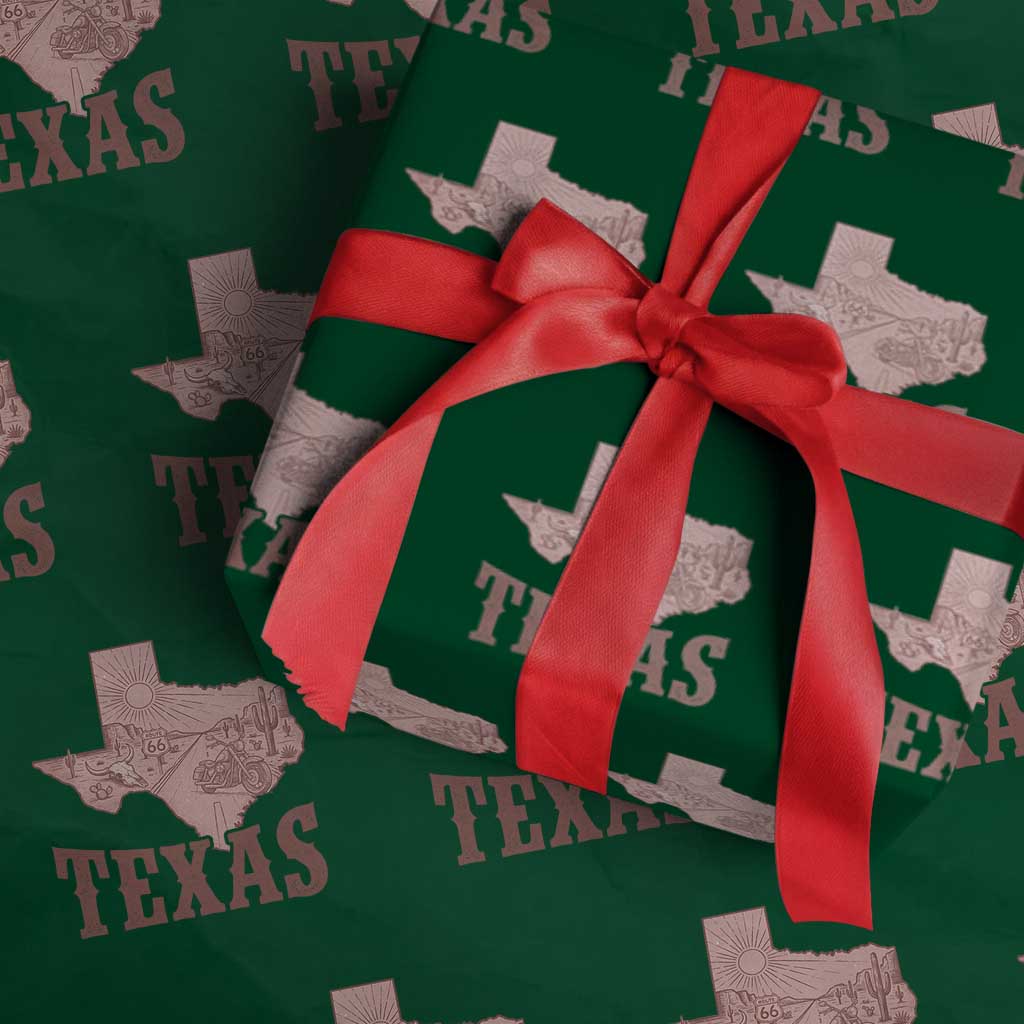 Texas Route Highway 66 Biker Wrapping Paper Roll Vintage Biker Road Trip TS12 Green Print Your Wear