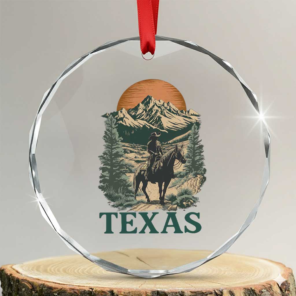 Texas Western Cowboy Life Crystal Glass Ornament Vintage Horse Riding Graphic TS12 Transparent Glass 3'' Circle Print Your Wear