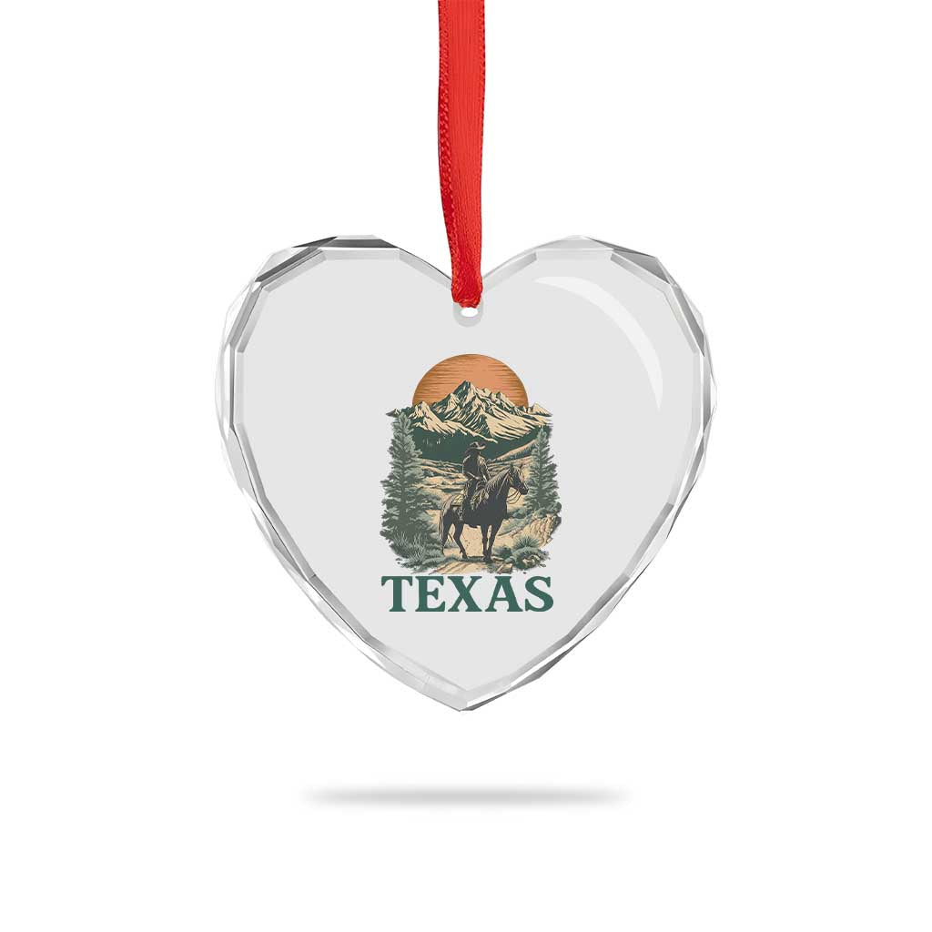 Texas Western Cowboy Life Heart Crystal Glass Ornament Vintage Horse Riding Graphic TS12 Print Your Wear