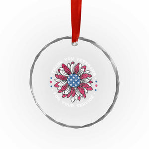 Thank You Veterans Crystal Glass Ornament American Flag Sunflower Military Tribute TS02 Print Your Wear