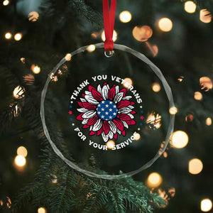Thank You Veterans Crystal Glass Ornament American Flag Sunflower Military Tribute TS02 Print Your Wear