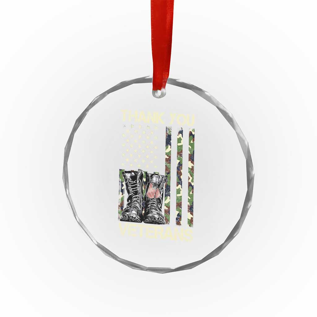 Thank You Veterans Crystal Glass Ornament Camo American Flag Military Supportive Veterans Day TS10 Print Your Wear