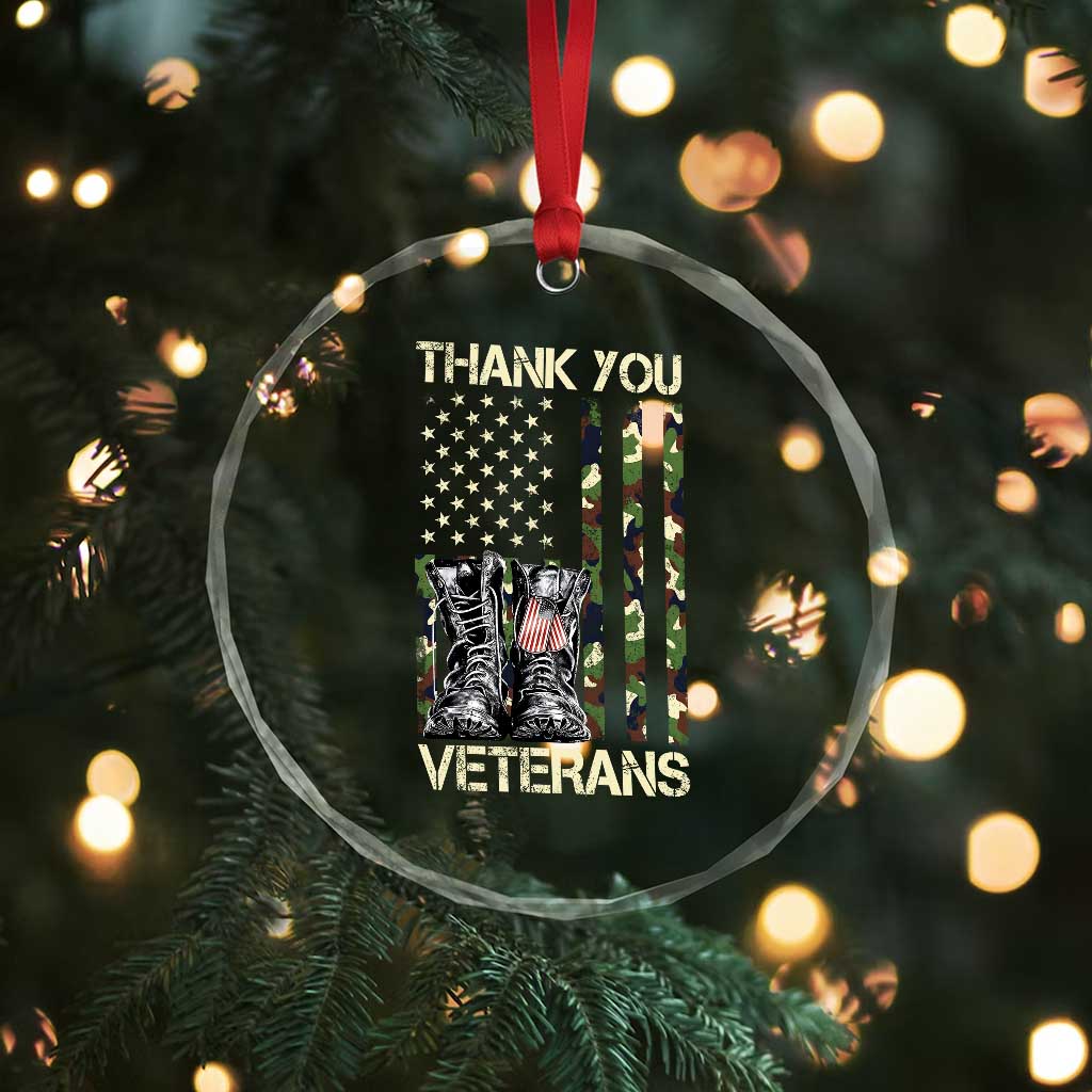 Thank You Veterans Crystal Glass Ornament Camo American Flag Military Supportive Veterans Day TS10 Print Your Wear