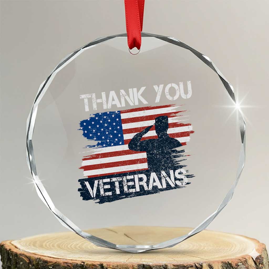Thank You Veterans Crystal Glass Ornament Never Forget Veterans Military Appreciation US Flag TS10 Transparent Glass 3'' Circle Print Your Wear