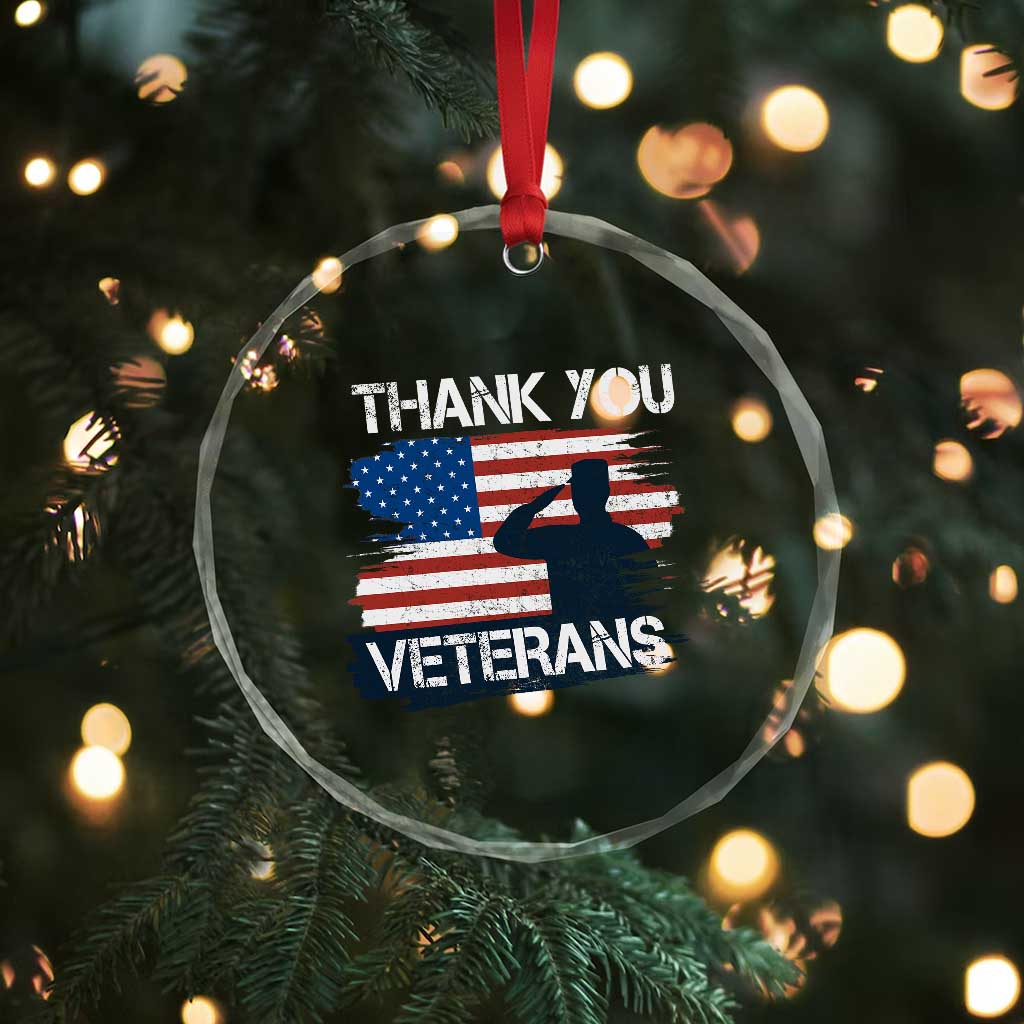 Thank You Veterans Crystal Glass Ornament Never Forget Veterans Military Appreciation US Flag TS10 Print Your Wear
