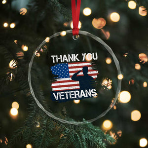 Thank You Veterans Crystal Glass Ornament Never Forget Veterans Military Appreciation US Flag TS10 Print Your Wear