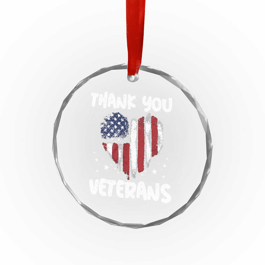Thank You Veterans Crystal Glass Ornament Patriotic Veterans Day Grunge USA Flag Heart TS10 Print Your Wear