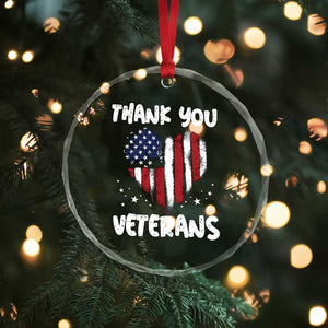 Thank You Veterans Crystal Glass Ornament Patriotic Veterans Day Grunge USA Flag Heart TS10 Print Your Wear