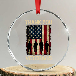 Thank You Veterans Crystal Glass Ornament Veterans Day Patriotic American Flag TS10 Transparent Glass 3'' Circle Print Your Wear