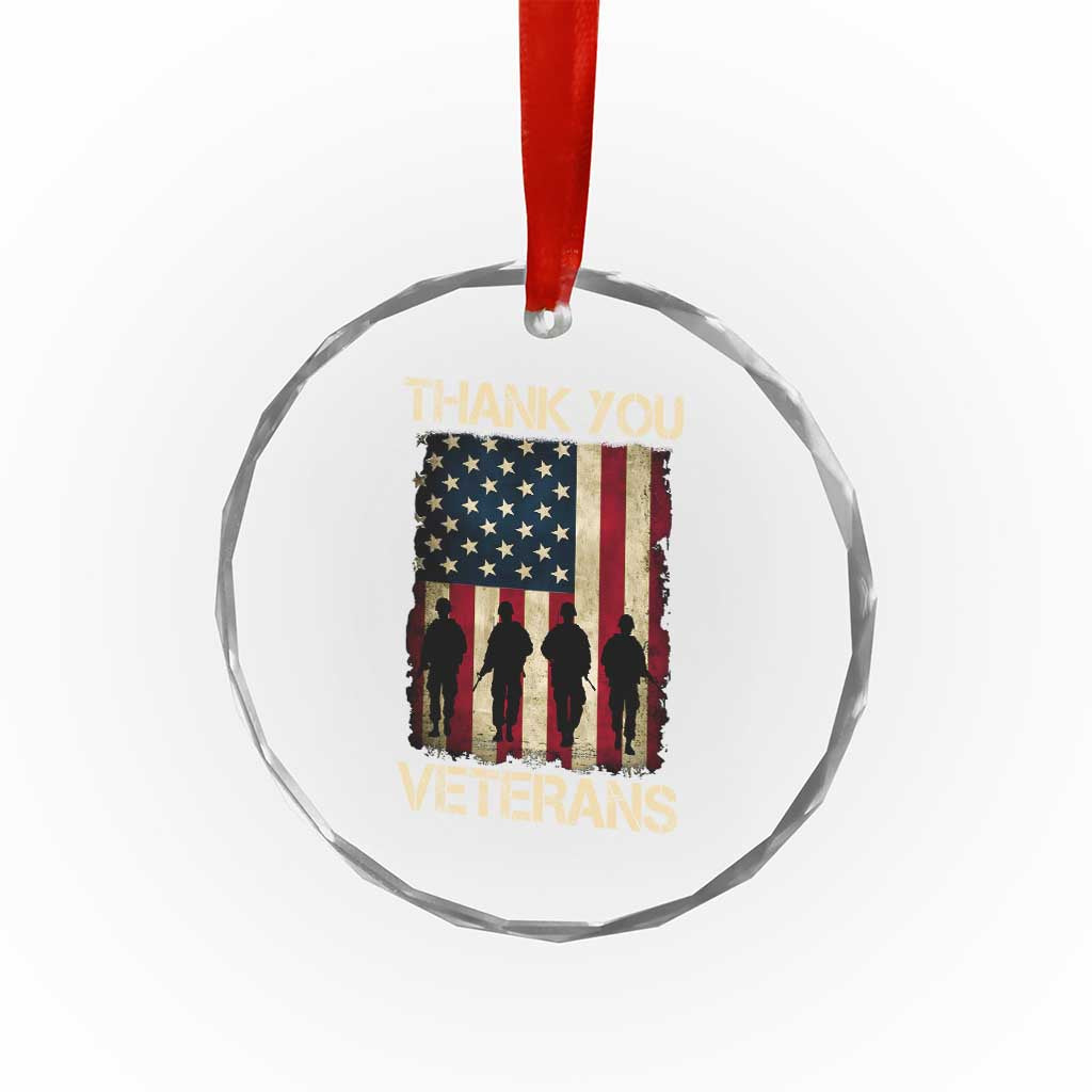 Thank You Veterans Crystal Glass Ornament Veterans Day Patriotic American Flag TS10 Print Your Wear