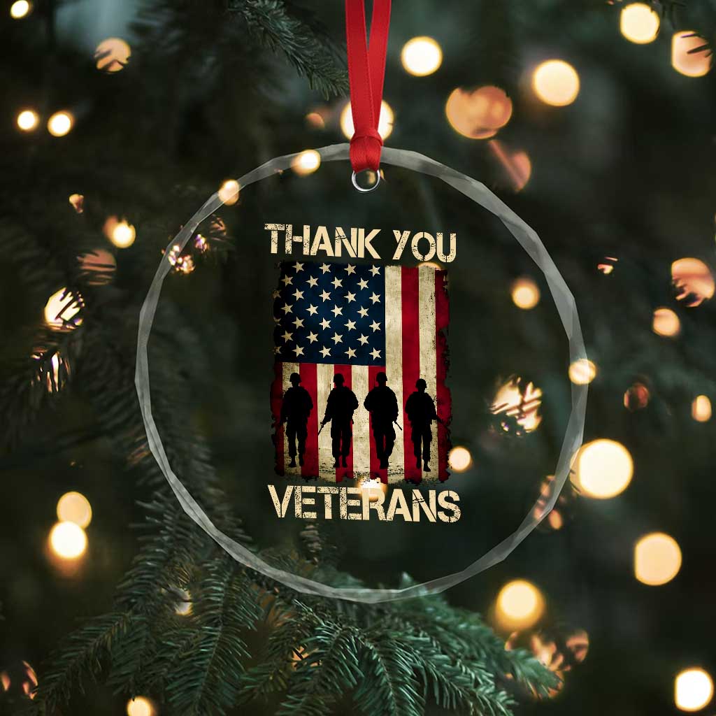 Thank You Veterans Crystal Glass Ornament Veterans Day Patriotic American Flag TS10 Print Your Wear