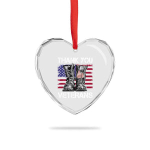 Thank You Veterans Heart Crystal Glass Ornament American Flag Military Supportive Veterans Day TS10 Print Your Wear