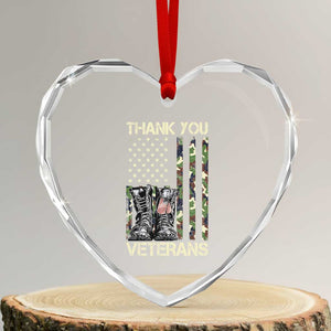 Thank You Veterans Heart Crystal Glass Ornament Camo American Flag Military Supportive Veterans Day TS10 Transparent Glass 3'' Heart Print Your Wear