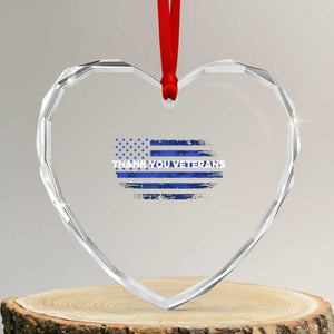 Thank You Veterans Heart Crystal Glass Ornament Never Forget Veterans Day Grunge American Flag TS10 Transparent Glass 3'' Heart Print Your Wear