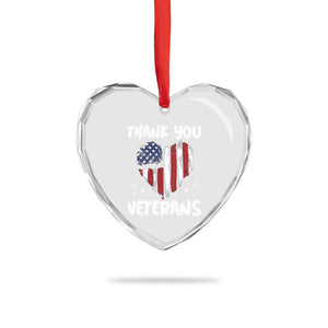 Thank You Veterans Heart Crystal Glass Ornament Patriotic Veterans Day Grunge USA Flag Heart TS10 Print Your Wear