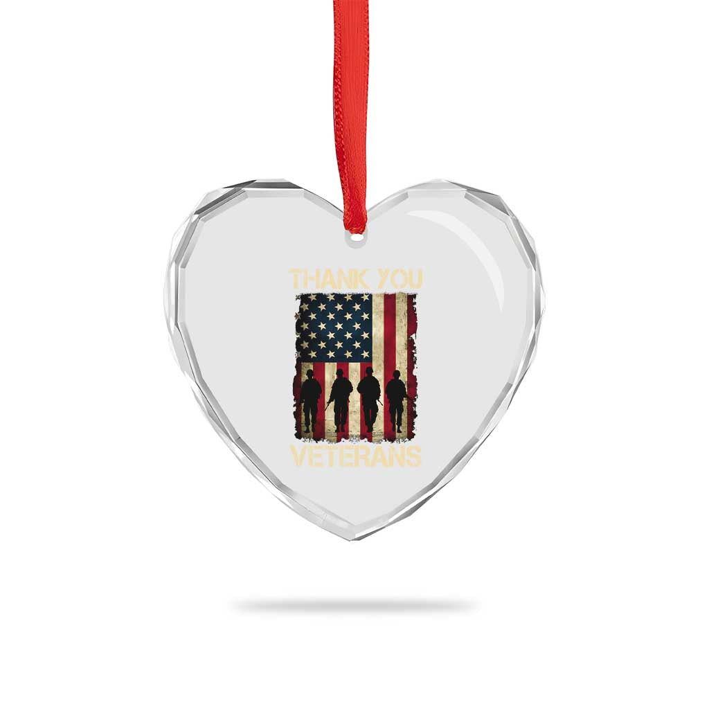 Thank You Veterans Heart Crystal Glass Ornament Veterans Day Patriotic American Flag TS10 Print Your Wear
