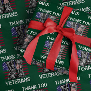 Thank You Veterans Wrapping Paper Roll American Flag Military Supportive Veterans Day TS10 Green Print Your Wear