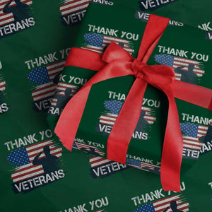 Thank You Veterans Wrapping Paper Roll Never Forget Veterans Military Appreciation US Flag TS10 Green Print Your Wear