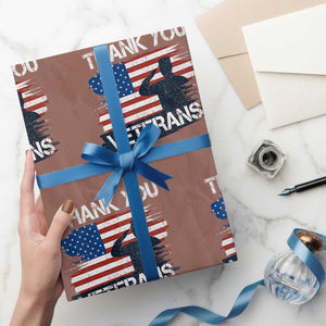 Thank You Veterans Wrapping Paper Roll Never Forget Veterans Military Appreciation US Flag TS10 Mocha Print Your Wear