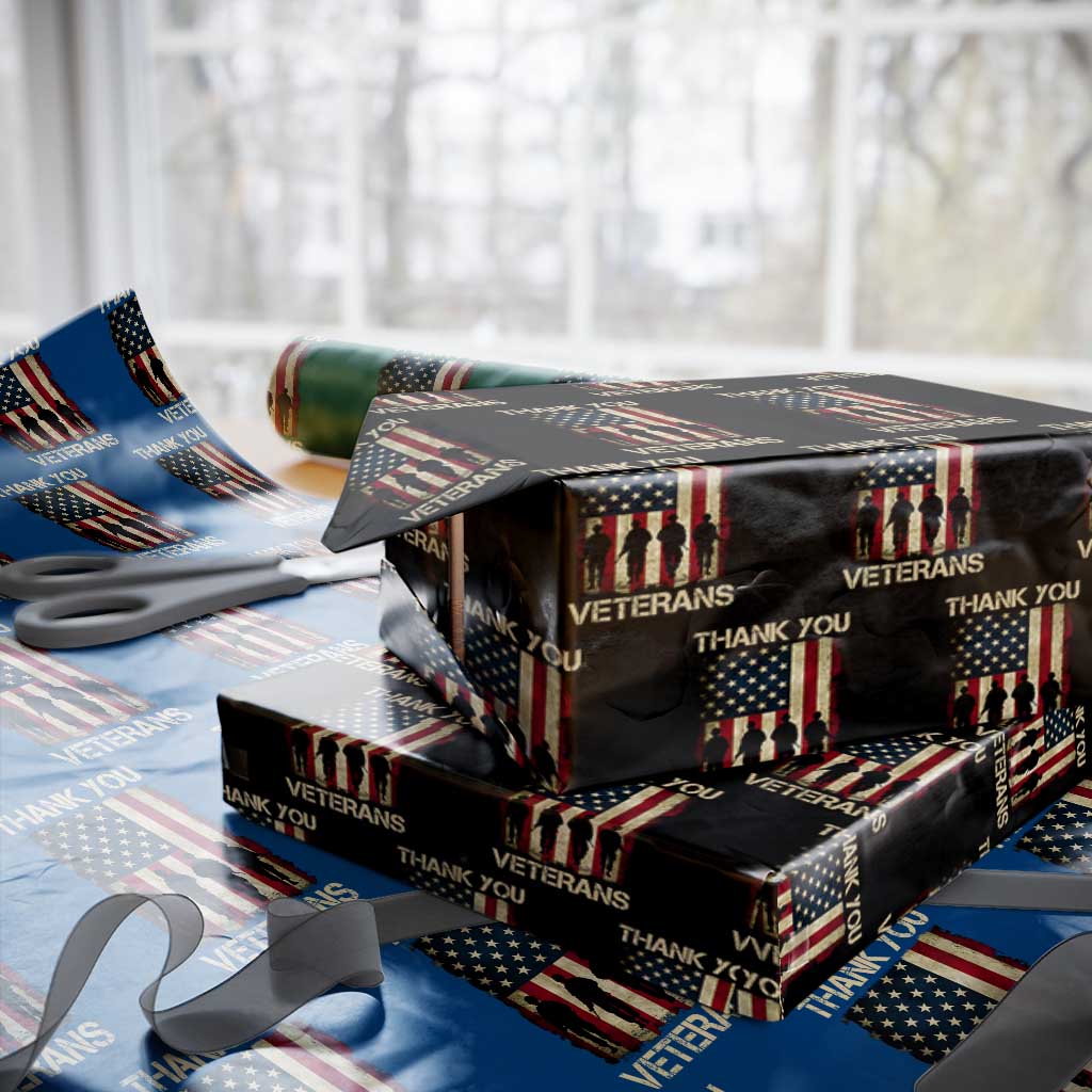 Thank You Veterans Wrapping Paper Roll Veterans Day Patriotic American Flag TS10 Black Print Your Wear