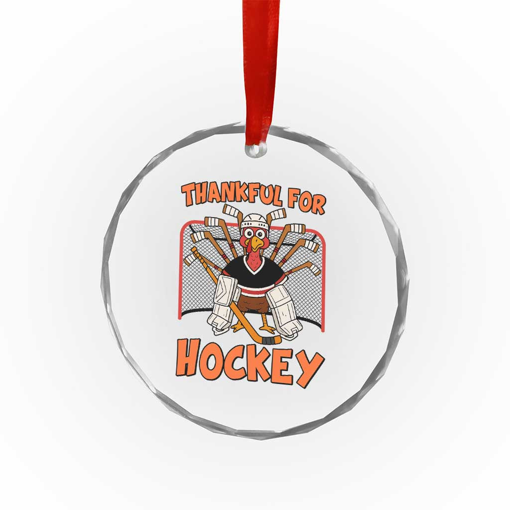 Thankful For Hockey Crystal Glass Ornament Funny Turkey Ice Hockey Player Gift TS12 Print Your Wear