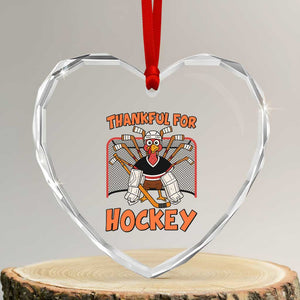 Thankful For Hockey Heart Crystal Glass Ornament Funny Turkey Ice Hockey Player Gift TS12 Transparent Glass 3'' Heart Print Your Wear