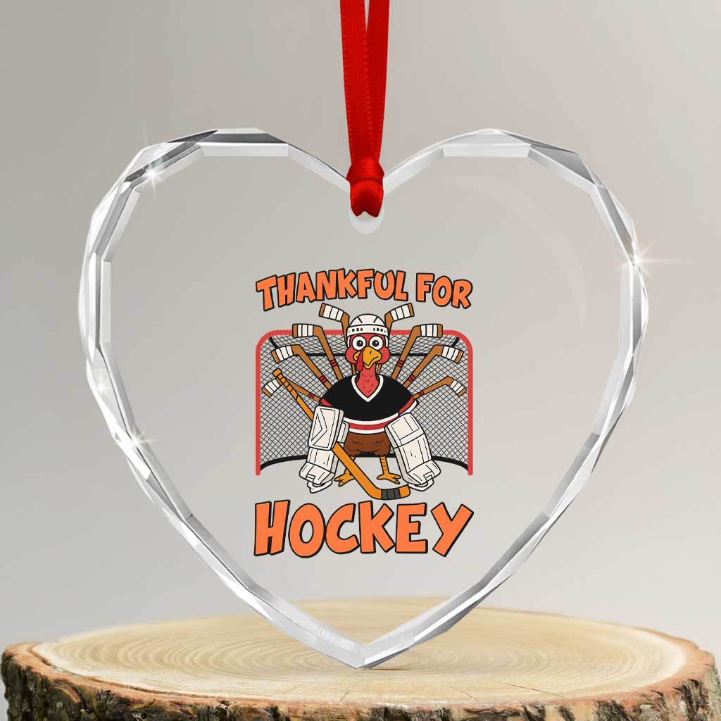 Thankful For Hockey Heart Crystal Glass Ornament Funny Turkey Ice Hockey Player Gift TS12 Transparent Glass 3'' Heart Print Your Wear