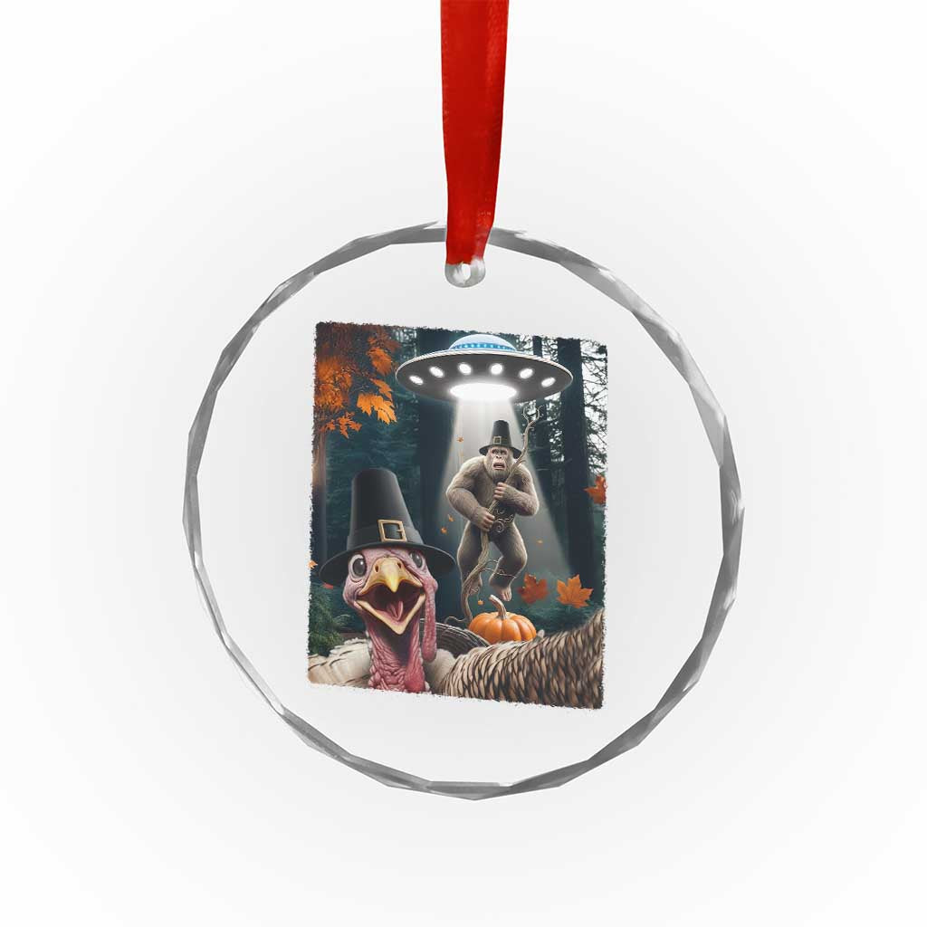 Thanksgiving Funny Bigfoot Turkey Selfie Crystal Glass Ornament TS14 Print Your Wear