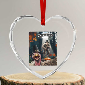 Thanksgiving Funny Bigfoot Turkey Selfie Heart Crystal Glass Ornament TS14 Transparent Glass 3'' Heart Print Your Wear