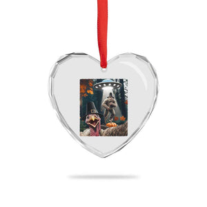 Thanksgiving Funny Bigfoot Turkey Selfie Heart Crystal Glass Ornament TS14 Print Your Wear