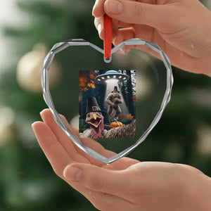 Thanksgiving Funny Bigfoot Turkey Selfie Heart Crystal Glass Ornament TS14 Print Your Wear