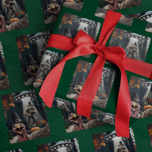 Thanksgiving Funny Bigfoot Turkey Selfie Wrapping Paper Roll TS14 Green Print Your Wear