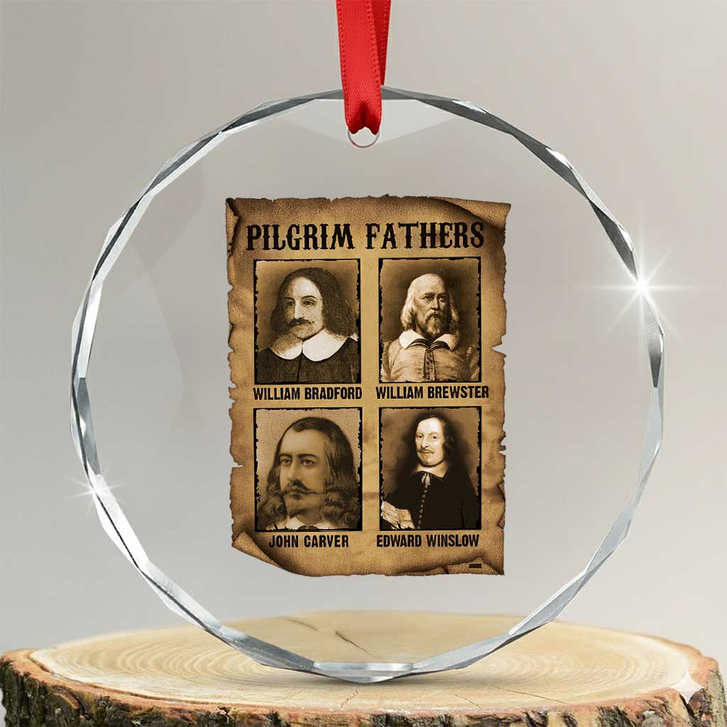 Thanksgiving Pilgrim Fathers Crystal Glass Ornament Plymouth Colony Massachusetts History TS11 Transparent Glass 3'' Circle Print Your Wear