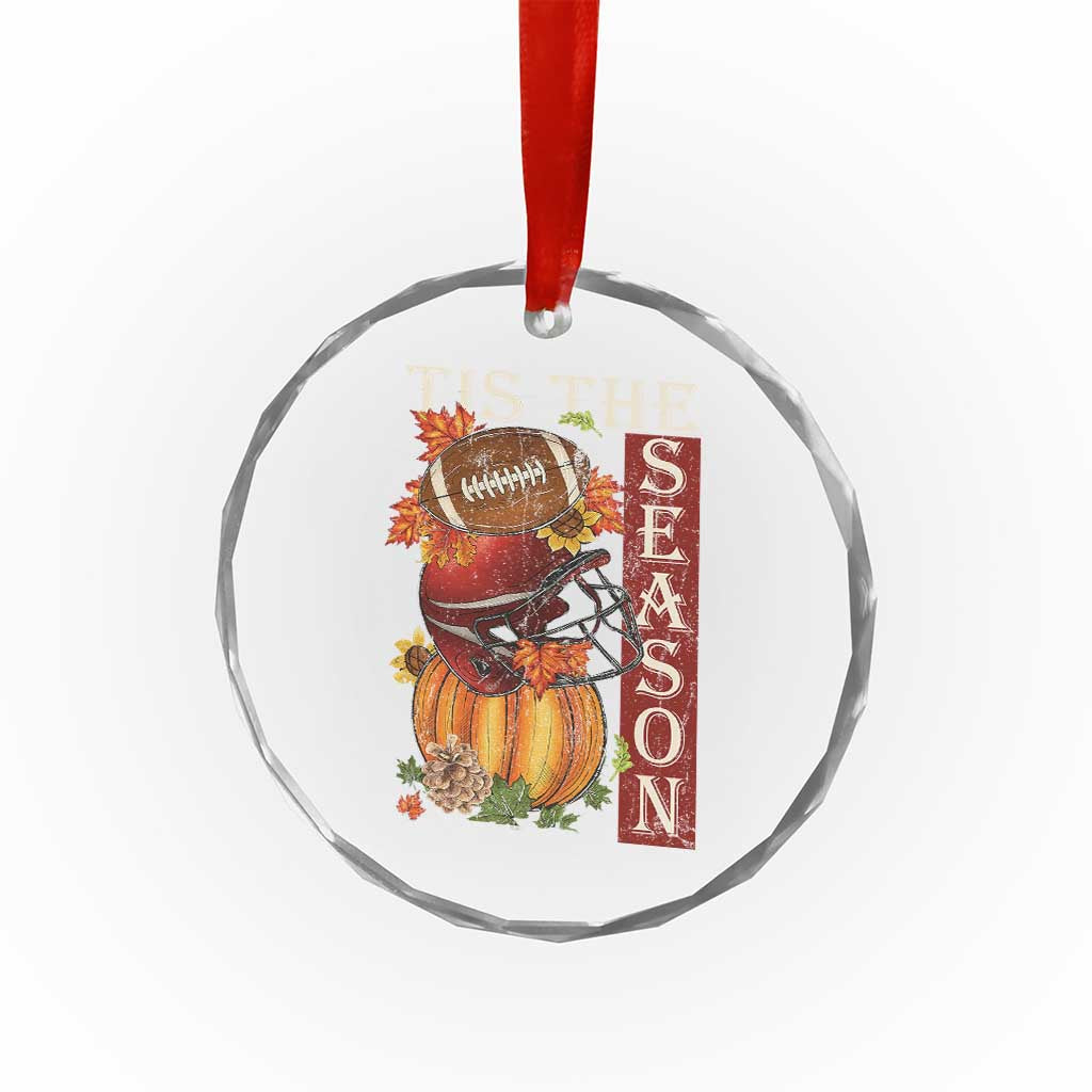 Thanksgiving Tis The Season Crystal Glass Ornament American Football Pumpkin Fall Season TS11 Print Your Wear