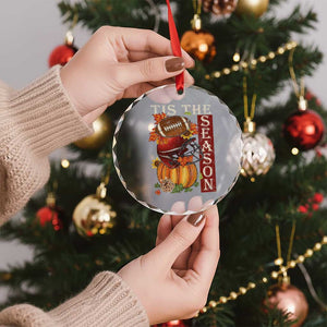 Thanksgiving Tis The Season Crystal Glass Ornament American Football Pumpkin Fall Season TS11 Print Your Wear
