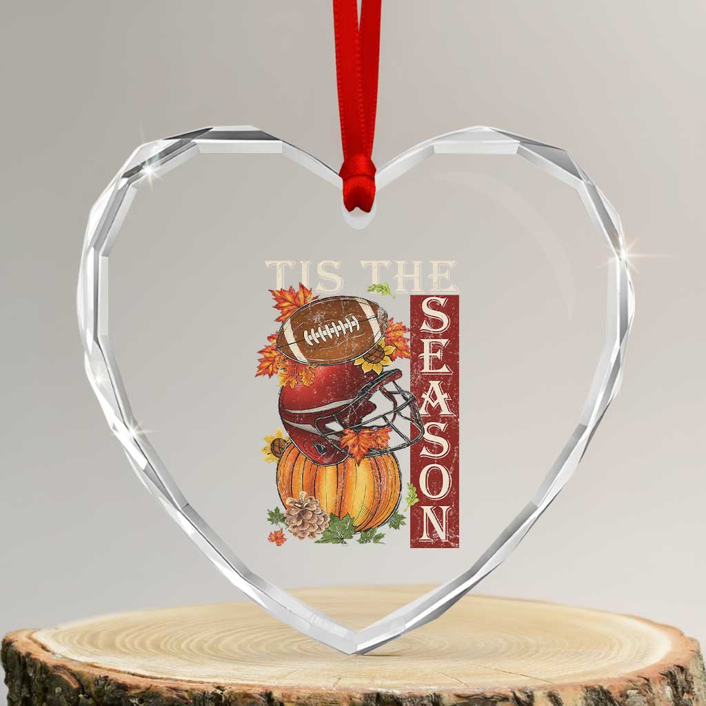 Thanksgiving Tis The Season Heart Crystal Glass Ornament American Football Pumpkin Fall Season TS11 Transparent Glass 3'' Heart Print Your Wear