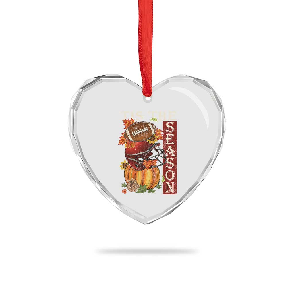 Thanksgiving Tis The Season Heart Crystal Glass Ornament American Football Pumpkin Fall Season TS11 Print Your Wear