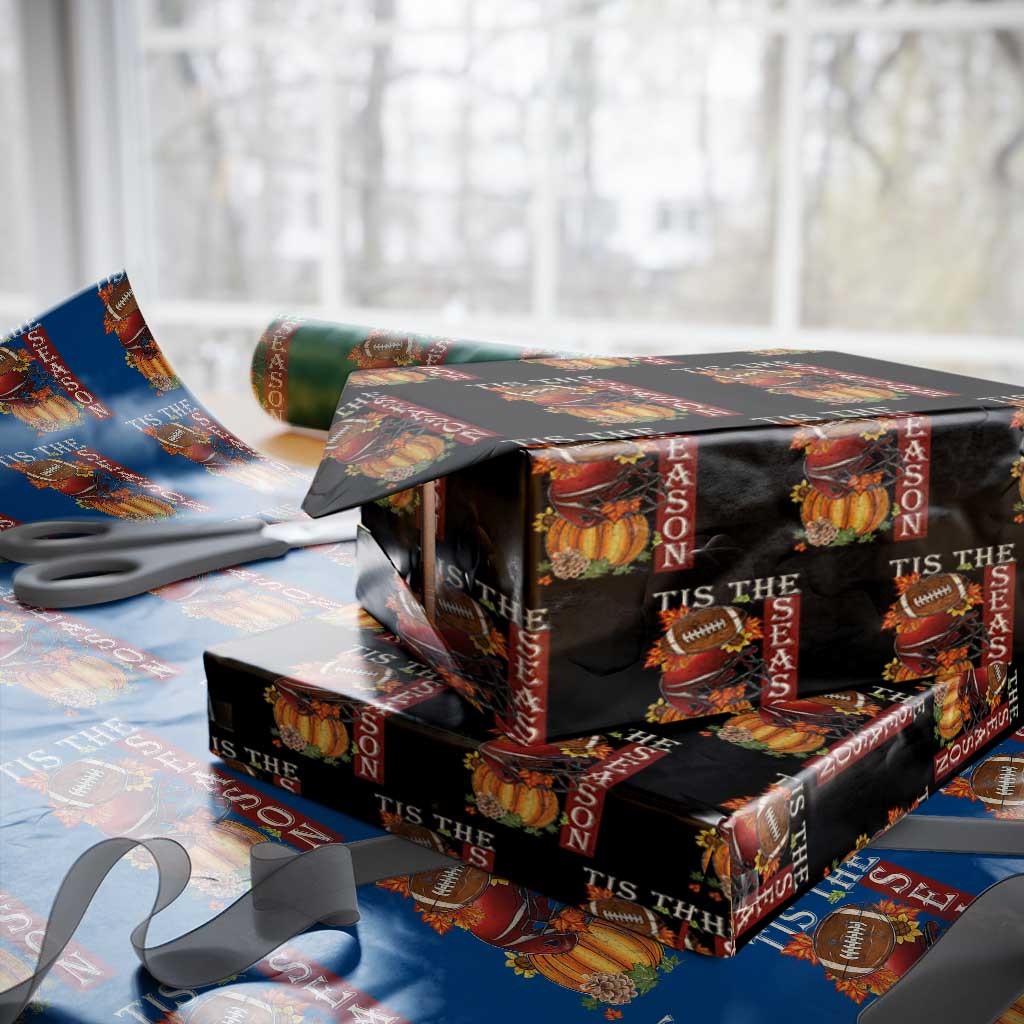 Thanksgiving Tis The Season Wrapping Paper Roll American Football Pumpkin Fall Season TS11 Black Print Your Wear