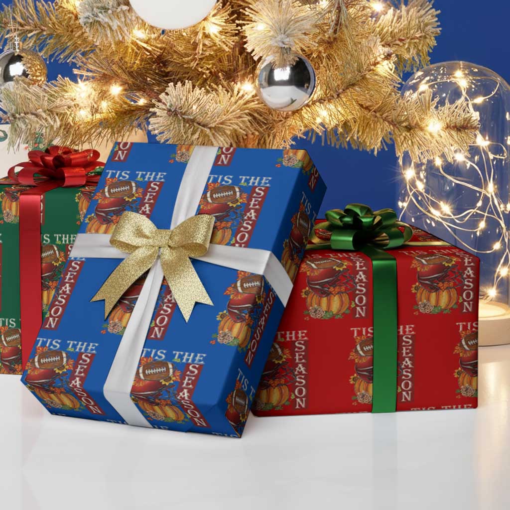 Thanksgiving Tis The Season Wrapping Paper Roll American Football Pumpkin Fall Season TS11 Print Your Wear