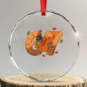 Thanksgiving Turkey Dabbing Crystal Glass Ornament Six Seven Meme Trending Gift TS12 Transparent Glass 3'' Circle Print Your Wear