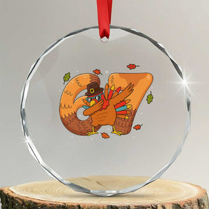 Thanksgiving Turkey Dabbing Crystal Glass Ornament Six Seven Meme Trending Gift TS12 Transparent Glass 3'' Circle Print Your Wear
