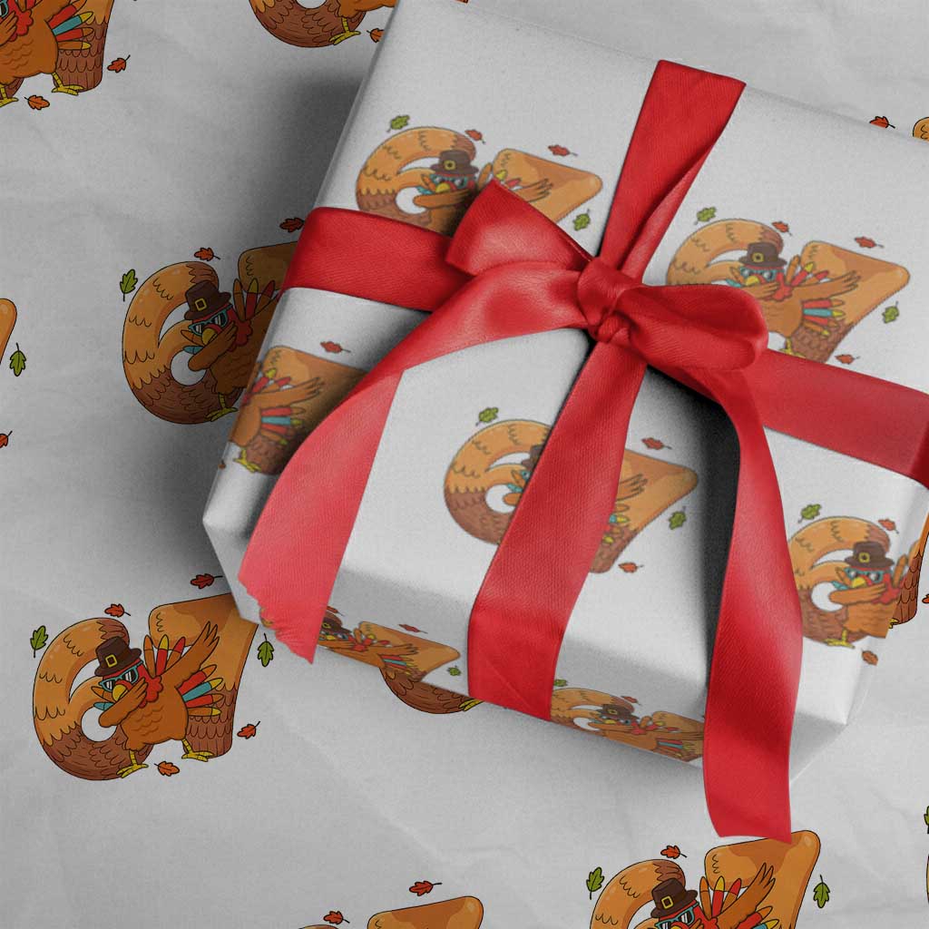 Thanksgiving Turkey Dabbing Wrapping Paper Roll Six Seven Meme Trending Gift TS12 White Print Your Wear