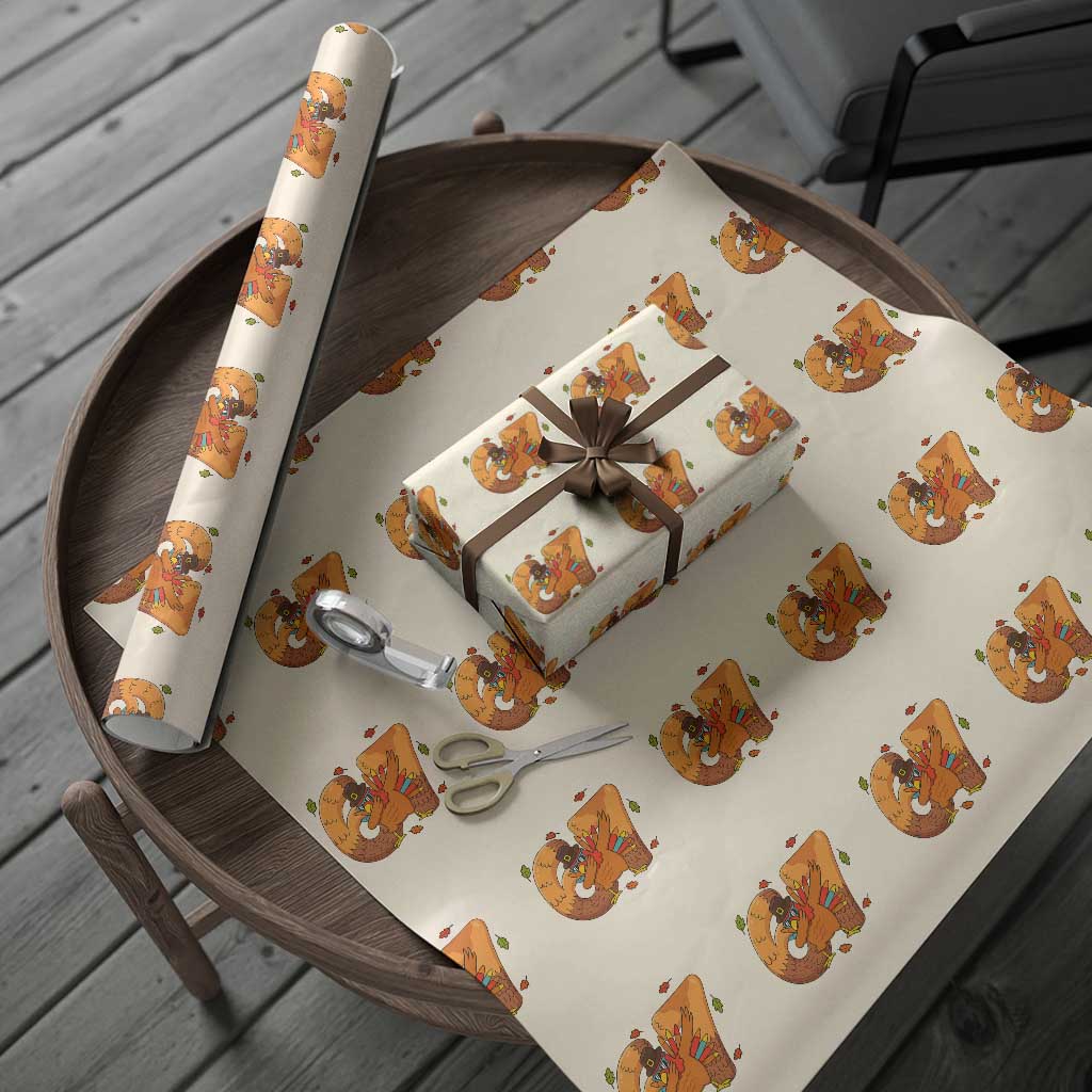 Thanksgiving Turkey Dabbing Wrapping Paper Roll Six Seven Meme Trending Gift TS12 Beige Print Your Wear