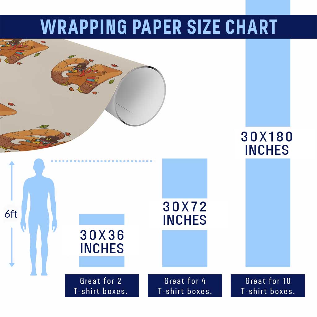 Thanksgiving Turkey Dabbing Wrapping Paper Roll Six Seven Meme Trending Gift TS12 Print Your Wear