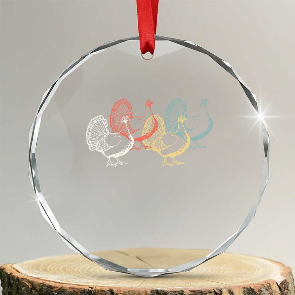 Thanksgiving Turkey Day Retro Poultry Holiday Crystal Glass Ornament TS11 Transparent Glass 3'' Circle Print Your Wear