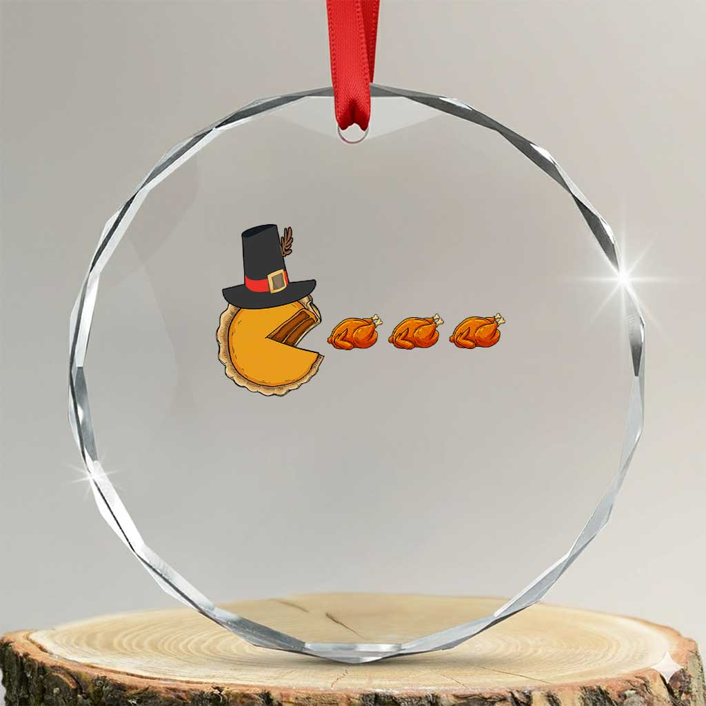 Thanksgiving Video Game Crystal Glass Ornament Pumpkin Pie Eating Turkey Gamer Patch Day TS10 Transparent Glass 3'' Circle Print Your Wear