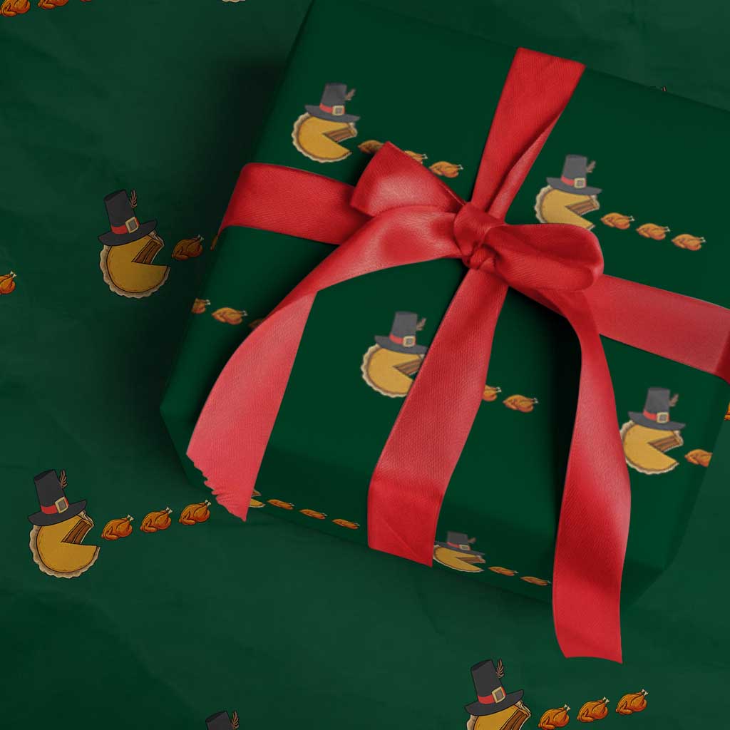 Thanksgiving Video Game Wrapping Paper Roll Pumpkin Pie Eating Turkey Gamer Patch Day TS10 Green Print Your Wear
