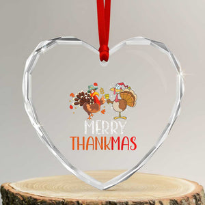 Thanksgiving Xmas Heart Crystal Glass Ornament Merry Thankmas Santa Turkey TS09 Transparent Glass 3'' Heart Print Your Wear