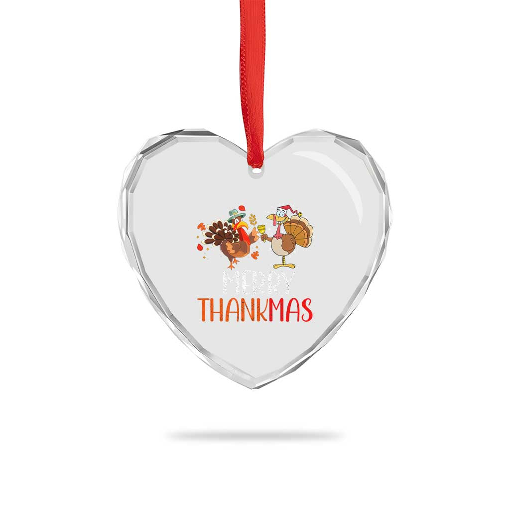 Thanksgiving Xmas Heart Crystal Glass Ornament Merry Thankmas Santa Turkey TS09 Print Your Wear