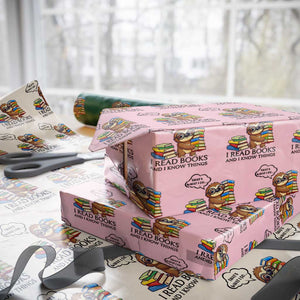 That Is What I Do I Read Books Wrapping Paper Roll Funny Sloth Book Lover TS14 Light Pink Print Your Wear